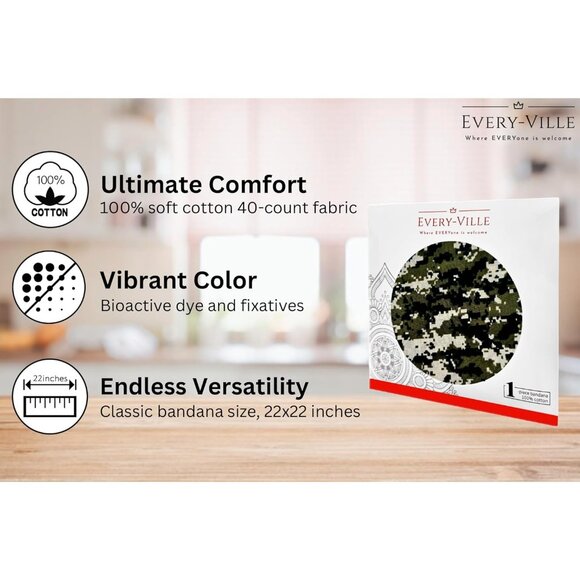 Women's Camo Cotton Bandana Large Cowgirl Imported Handkerchief Headband Scarf - Picture 2 of 7